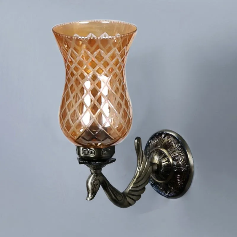 Honey Glow Swan Neck Glass Wall Lamp media 5