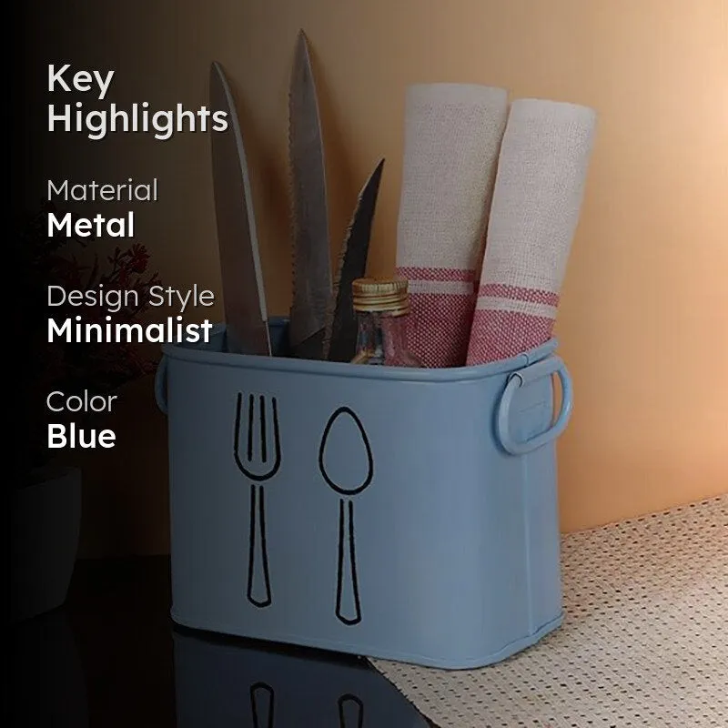 Fork & Order Metal Cutlery Holder - Blue media 2