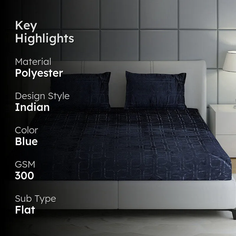 Monte Carlo Gentle Geometry Bedsheet (Blue) - 300 GSM media 2
