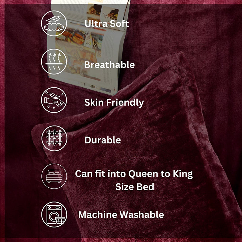 Casselle  Velvet Bedsheet (Maroon) - 300 GSM media 9