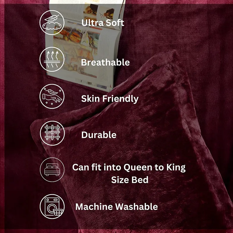 Casselle Velvet Bedsheet (Maroon) - 300 GSM media 9