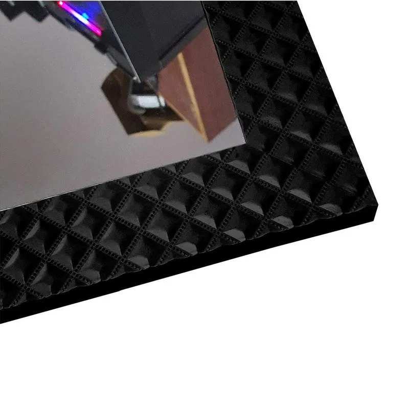 Obsidian Grid Wall Mirror With Wooden Frame media 5