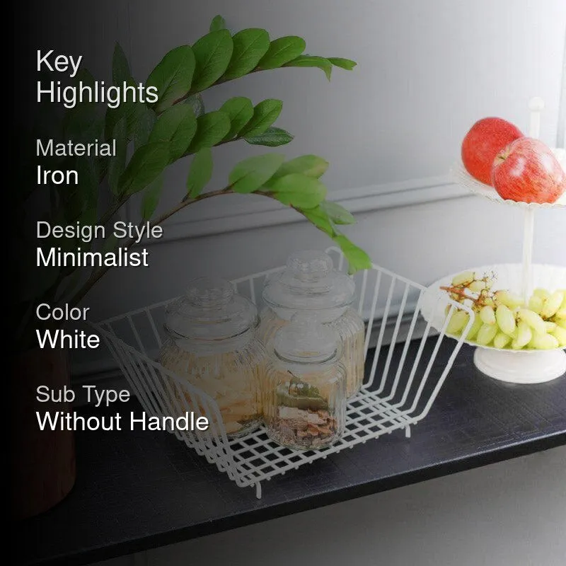 Metal Organiser Iron Storage Basket - White media 2