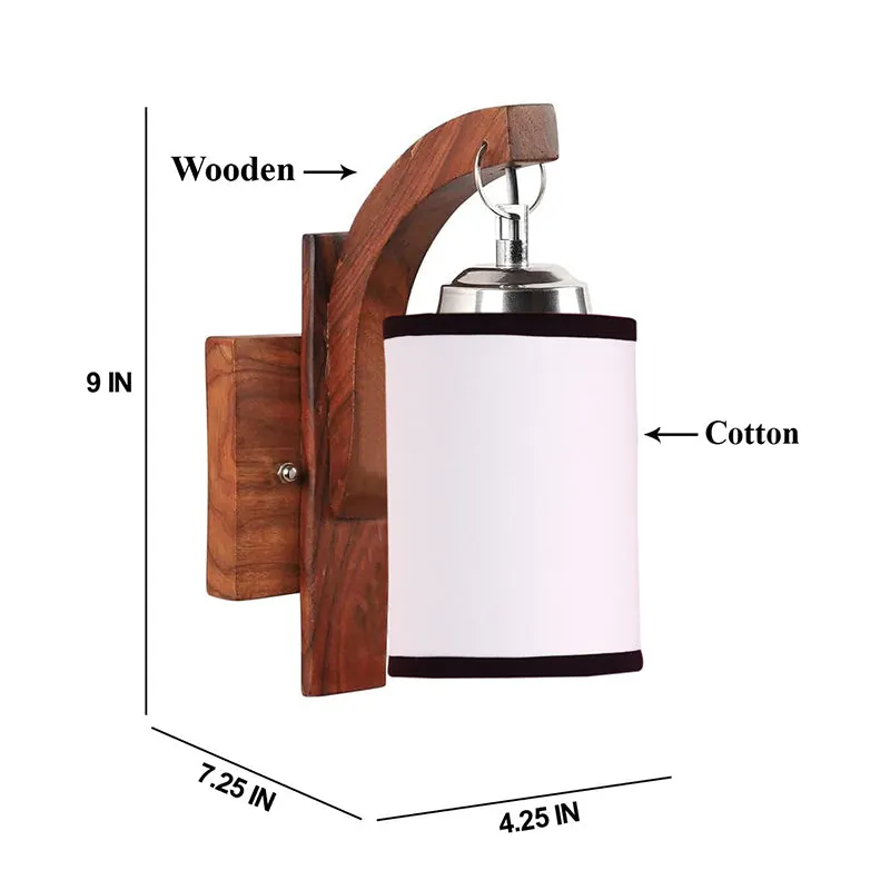 Forma Cylindrical Fabric & Wooden Wall Lamp - White & Black media 4