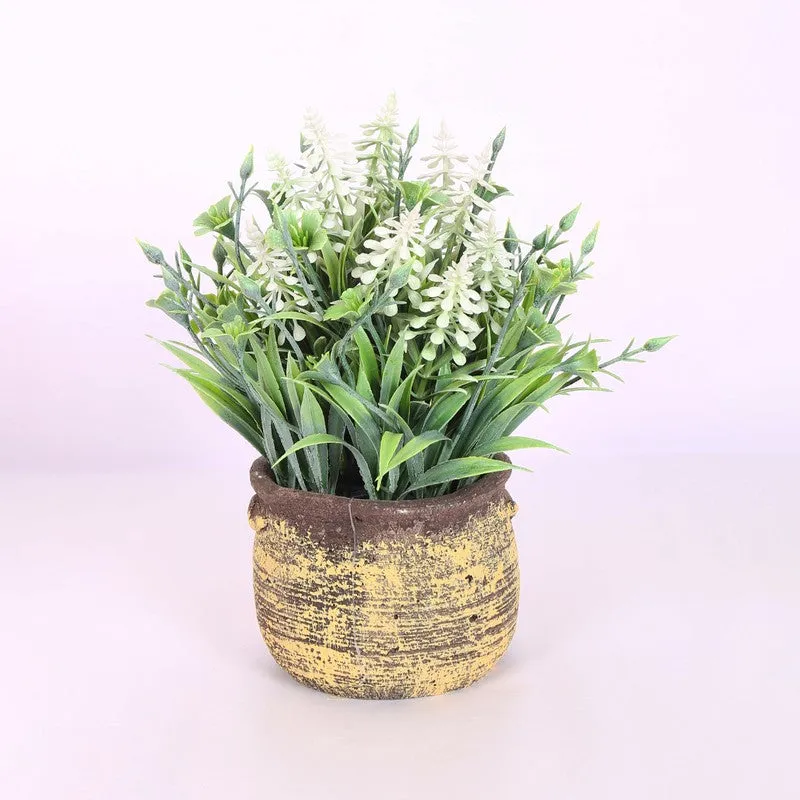 Lavender Artificial Flower With Pot - White media 3