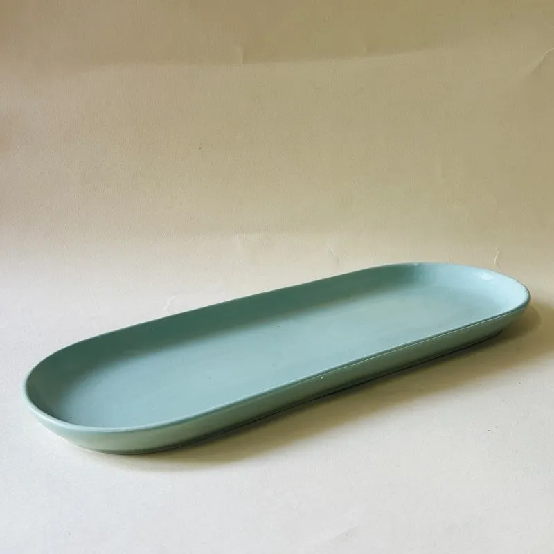 Oval Ceramic Platter - Green media 3