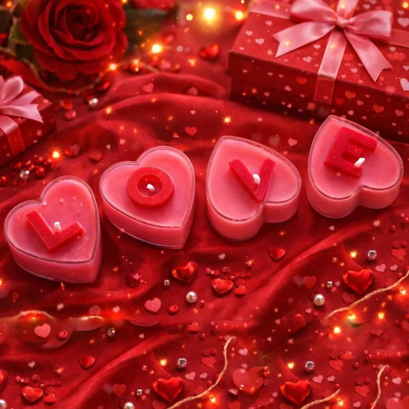 Heart Flame Scented Candles With Greating Card media 3