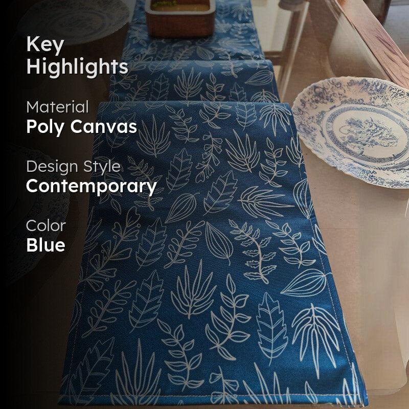 Indigo Flora Poly Canvas Table Runner media 2