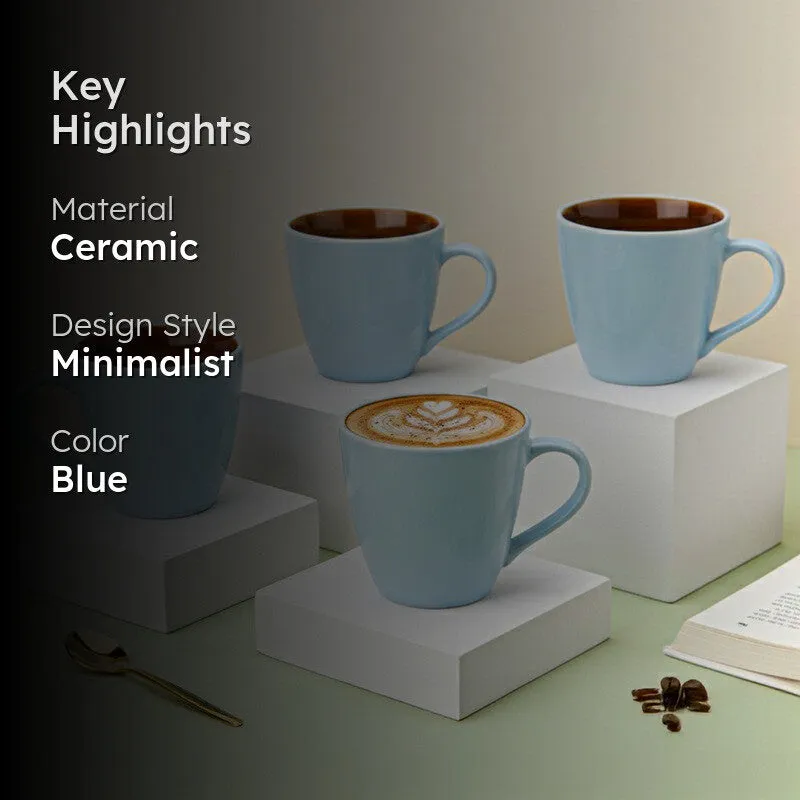 Karvaa Ceramic Coffee Mug (Arctic Blue/350 mL Each) - Set Of Four media 2