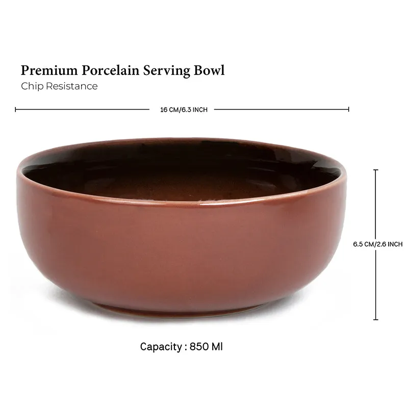 Caspian Porcelain Snack Bowl (Brown/850 mL) - Set Of Two media 8
