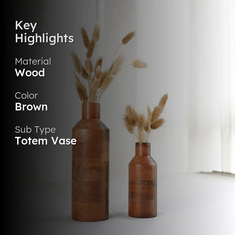 Silasa Wooden Vase (Dark Brown) media 2