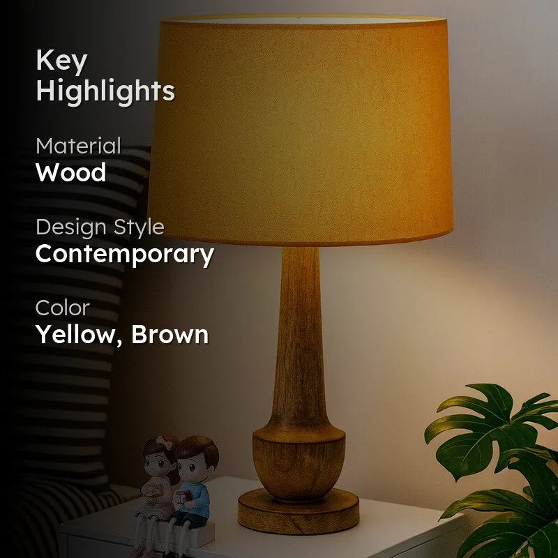 GlowEdge Adjus Wooden Table Lamp - Yellow,Brown media 2