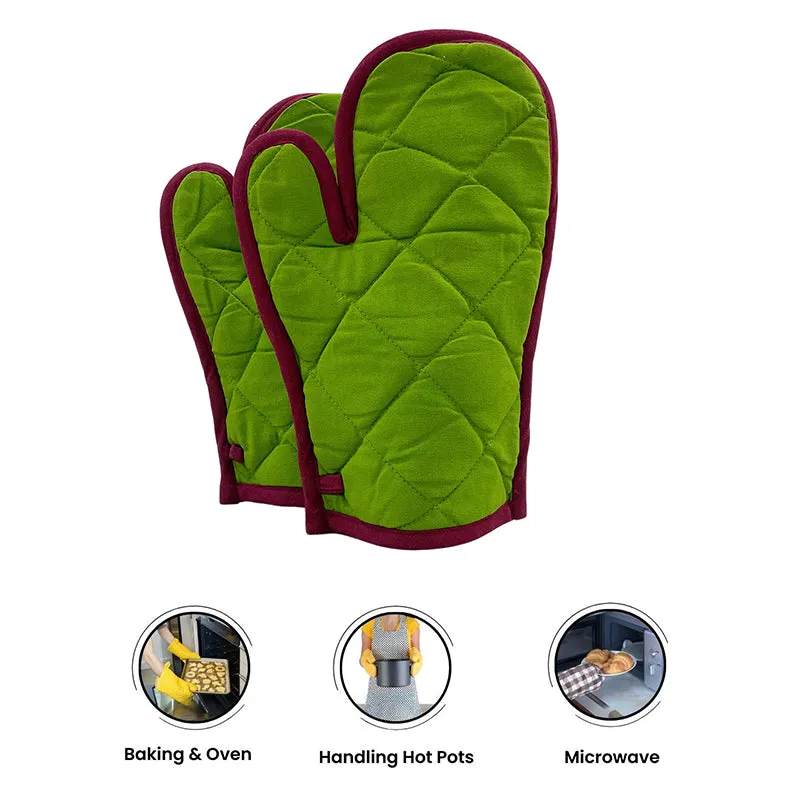 Swayam Teplo Kitchen Gloves (Olive Green & Red) - Set Of Two media 6