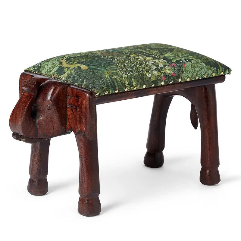 India Circus Acacia Wood Grace Elephant Pouffe media 3