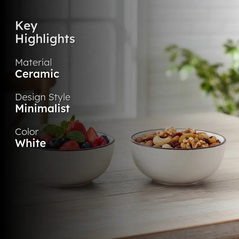 Swaad Katori Ceramic Snack Bowls (White, 180 mL Each) - Set Of Two media 2