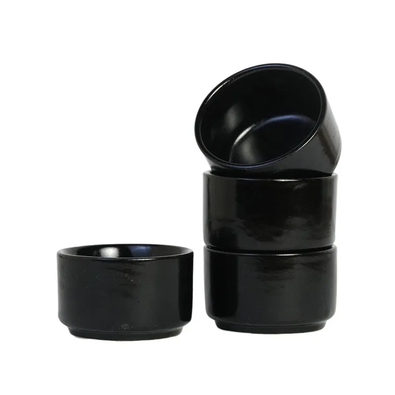 Culixe Ceramic Dip Bowls (Black ,50 mL Each) - Set Of Four media 3