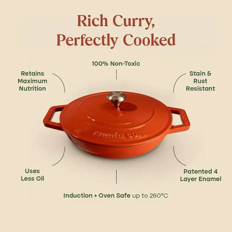 Cumin Co Enamel Cast Iron Braiser(Red) - 4000 mL media 5