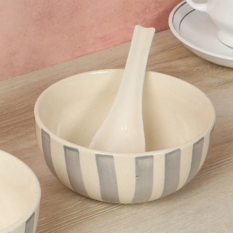 Ceramic Soup Bowls (Grey,White,400 mL Each) - Eight Piece Set media 4