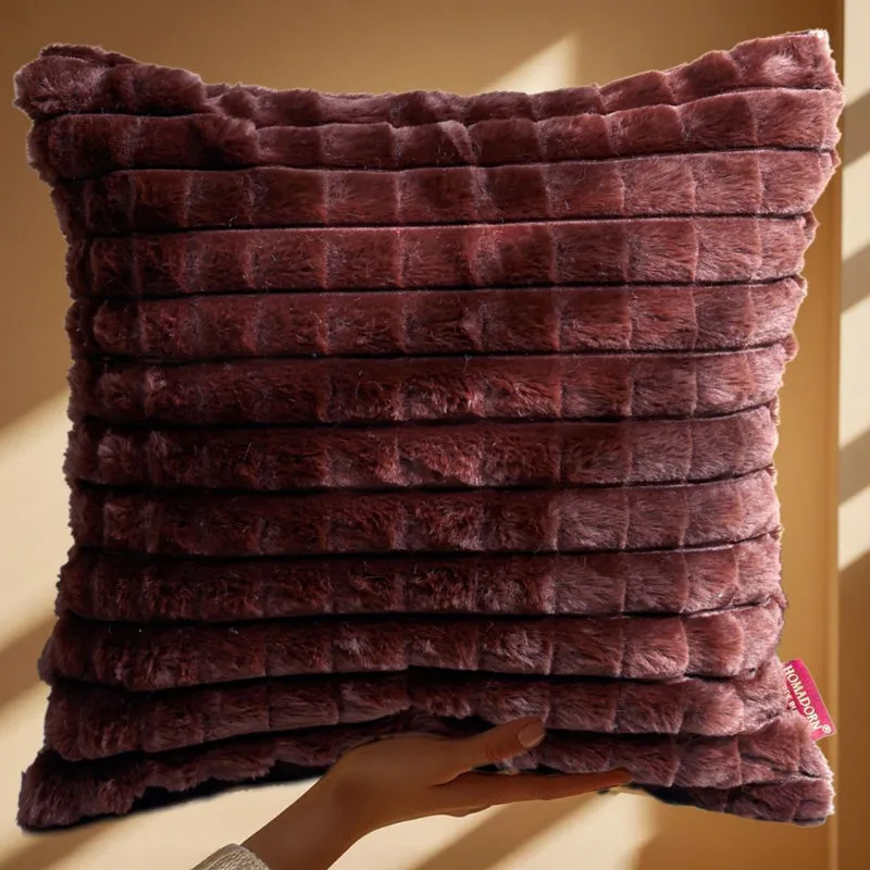 Frost Waffle Brown Cushion Cover (Square) Set of Two media 3