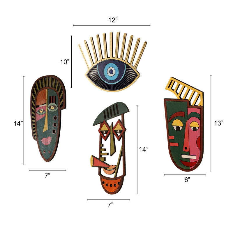 Homa Mask Wooden Wall Accent - Set of Four media 6