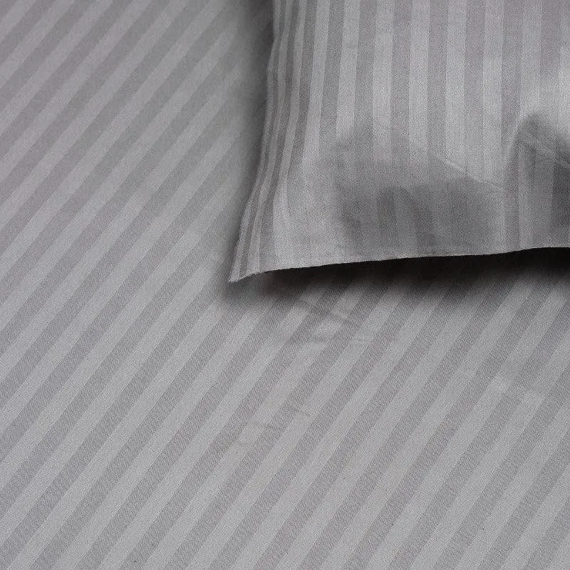 Slay In Stripes Cotton Bedsheet (Grey) - 210 TC media 5