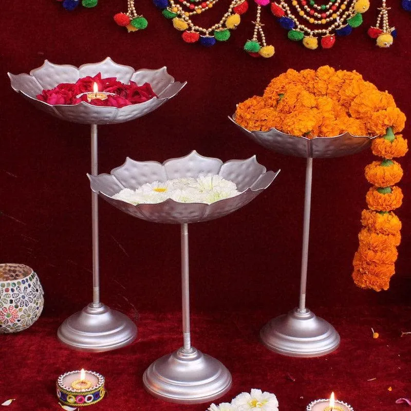Lotus Urli With Stand - Set Of Three media 1