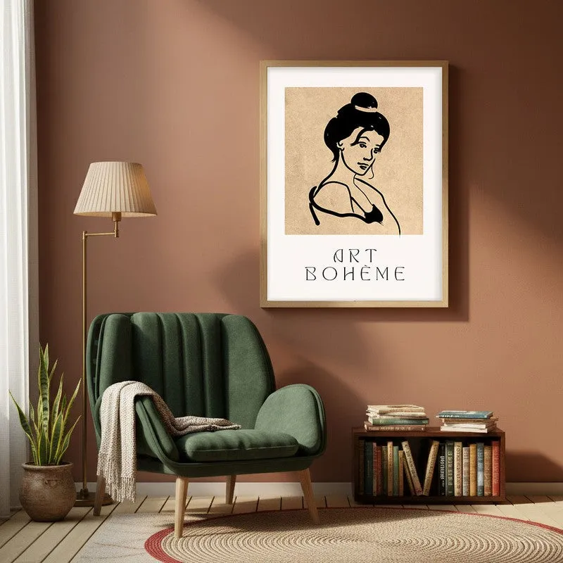 Classic Muse Canvas Wall Painting With Brown Frame media 1