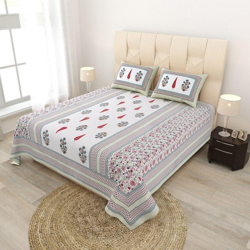 Amrutha Ethnic Printed Cotton Bedsheet (Grey) - 140 TC media 3