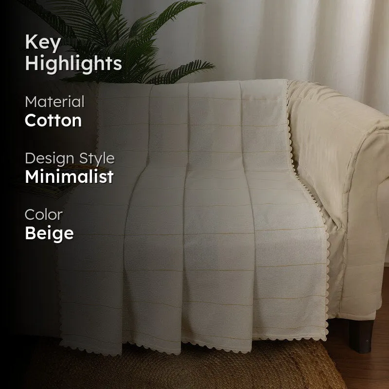 Linear Stripe Cotton Throw - Beige media 2