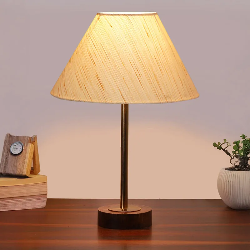 Cotin II Rodin Wooden Table Lamp - OffWhite,Gold,Brown media 2