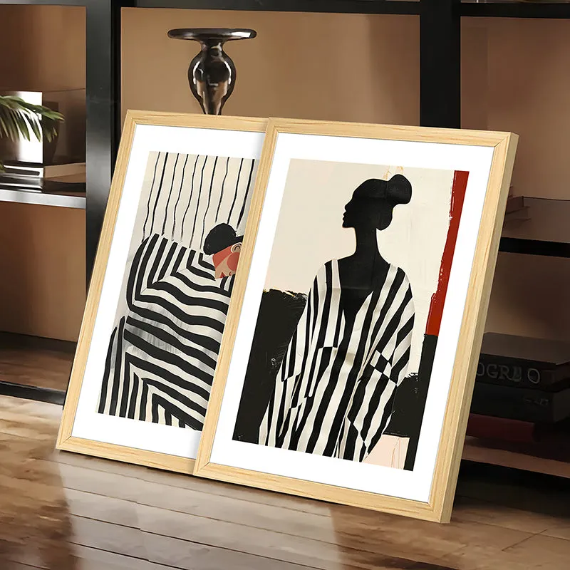 Striped Femme Wall Art With Frame - Set Of Two media 5