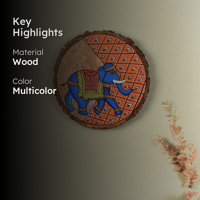 Neel Gaja Pichwai Handpainted Wall Plate media 2