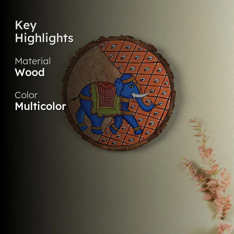 Neel Gaja Pichwai Handpainted Wall Plate media 2