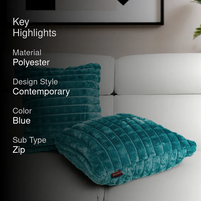 Frost Waffle Blue Cushion Cover (Square) Set of Two media 2