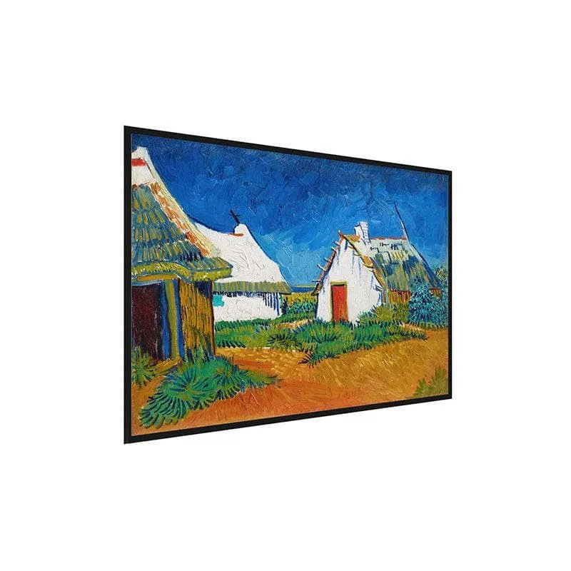Three White Cottages Canvas Painting By Vincent Van Gogh - Black Frame media 3