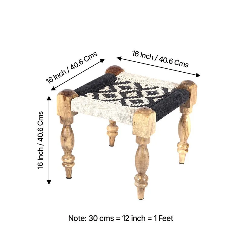 Forvo Sheesham Wooden Bench with Stools (Black,White) - Three Piece Set media 11