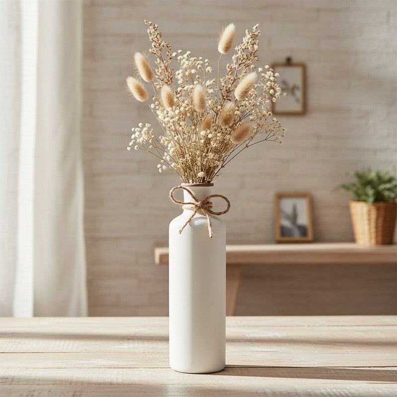 Elara Tall Minimal Ceramic Vase - White