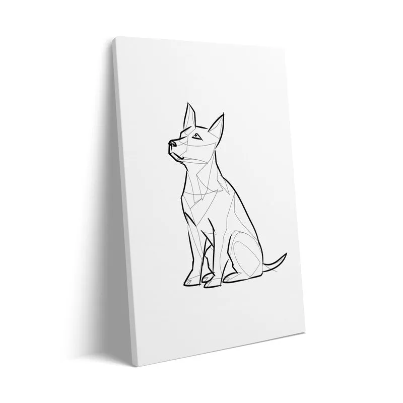 Geometric Dog Archival Canvas Wall Art - Black Frame media 7