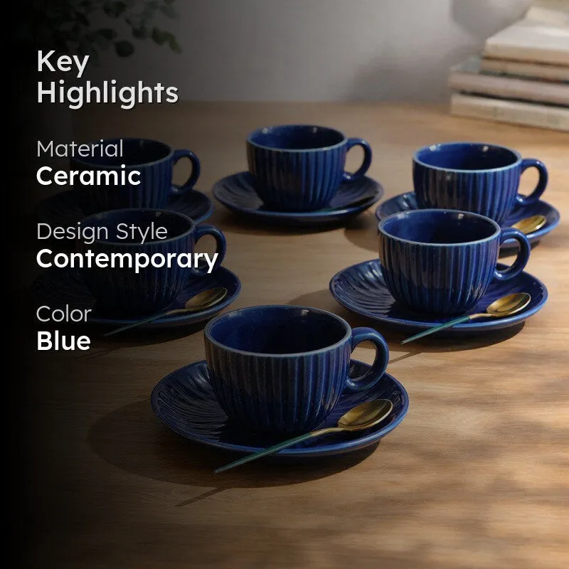 Siplet Cup & Saucer (Blue/150 mL Each) - Set of Six media 2