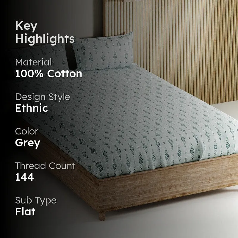 Deynor Cotton Bedsheet (Grey) - 144 TC media 2