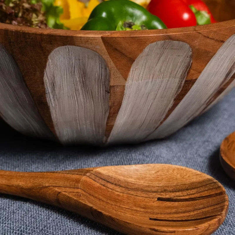 Rustic Distress Wood Salad Bowl with Serving Spoons (1750 mL) - Three Piece Set media 9