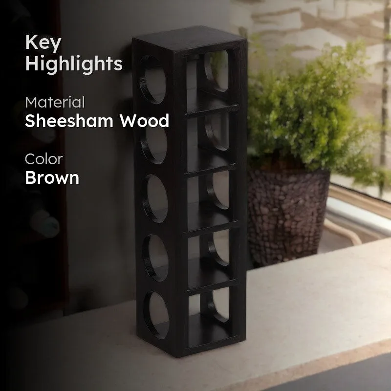 Zverox Sheesham Wooden Wine Rack - Taupe media 2
