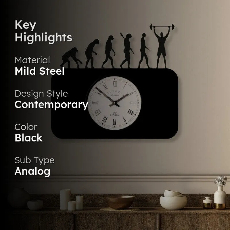 Evolution Steel Analog Wall Clock - Black media 2