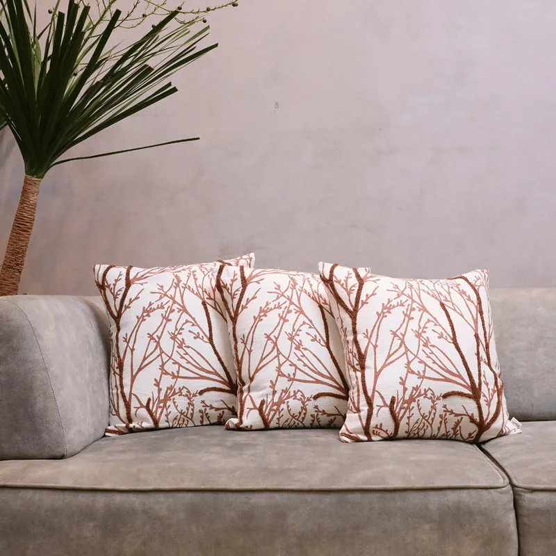 Autumn Naps Tufted Cushion Cover (White & Brown) - Set Of Three media 1