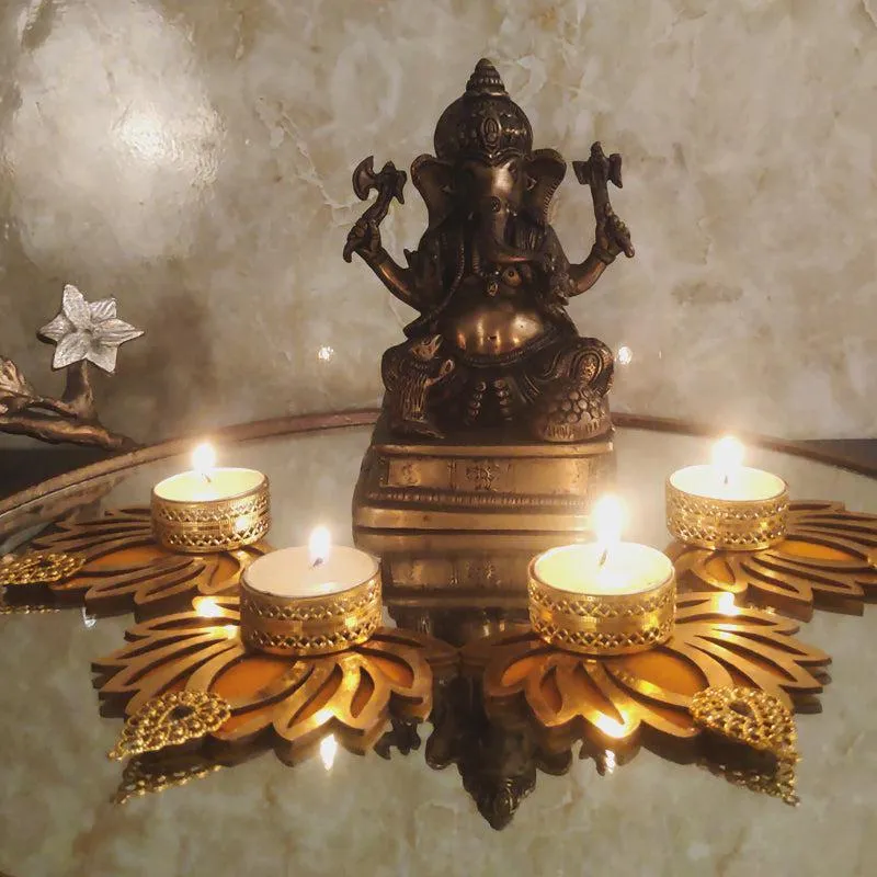 Kamala Shine Tealight Candle Holder (Yellow) - Set Of Four media 4
