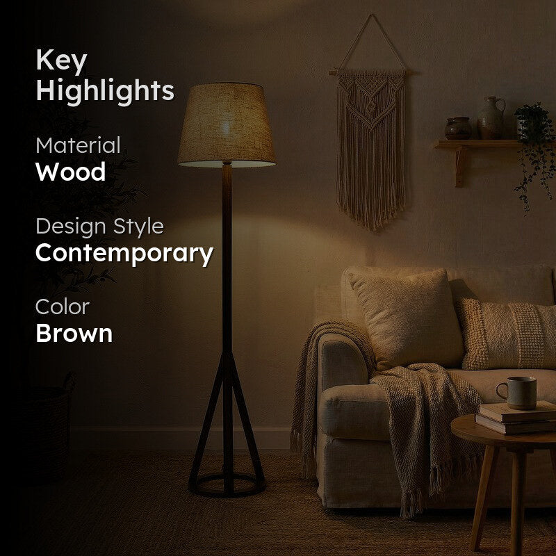 WarmHue Wooden Floor Lamp - Brown media 2
