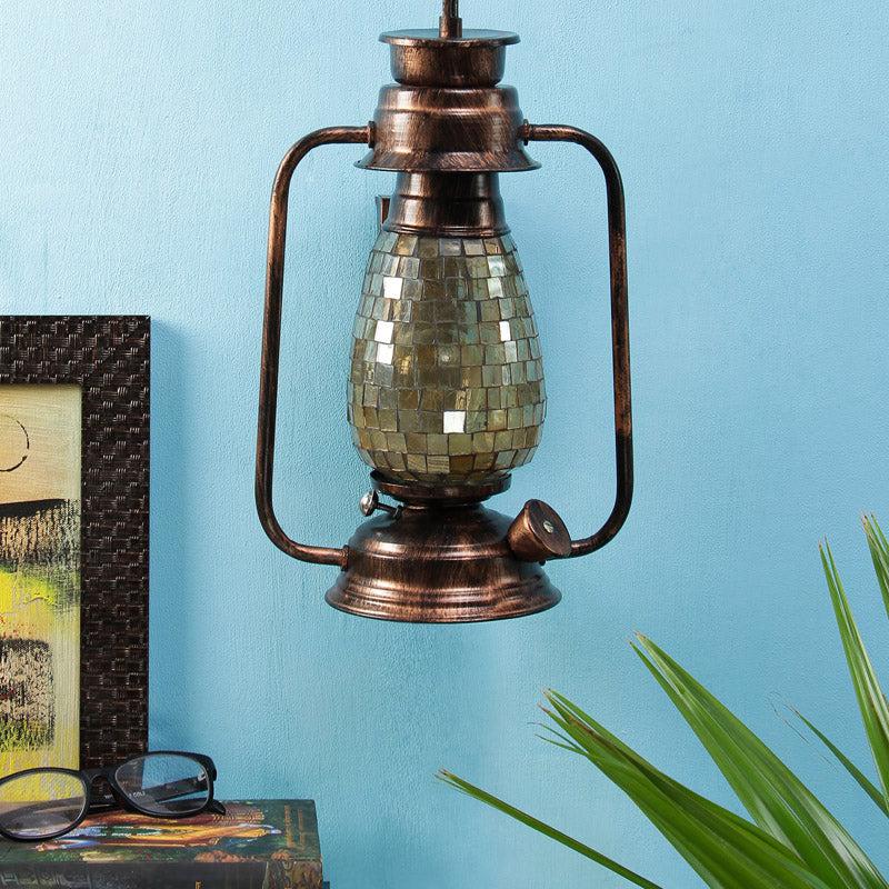 Avina Mosaic Lantern Iron Wall Lamp - Bronze media 3