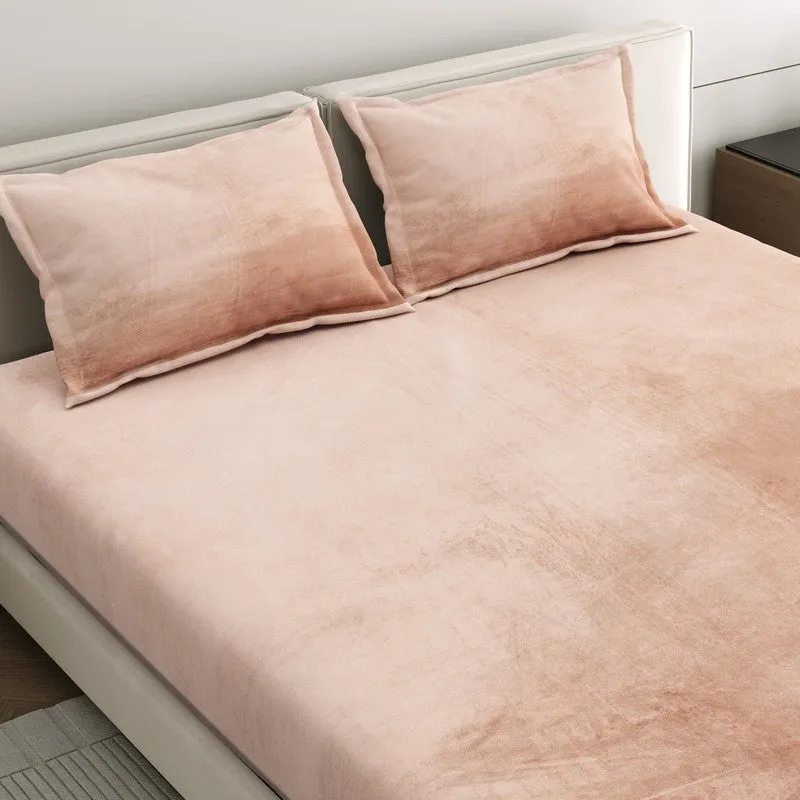 VelvetDream Woolen Bedsheet (Peach) - 150 GSM media 5