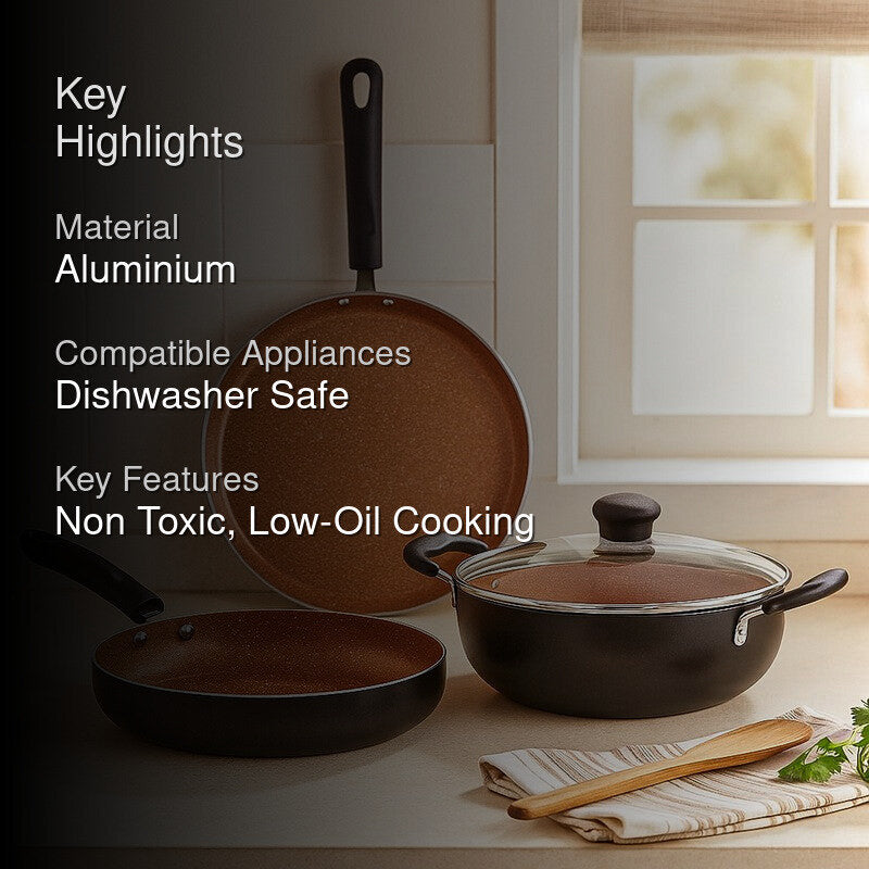 Nirlon Ceramic Coated Cookware - Three Piece Set media 2