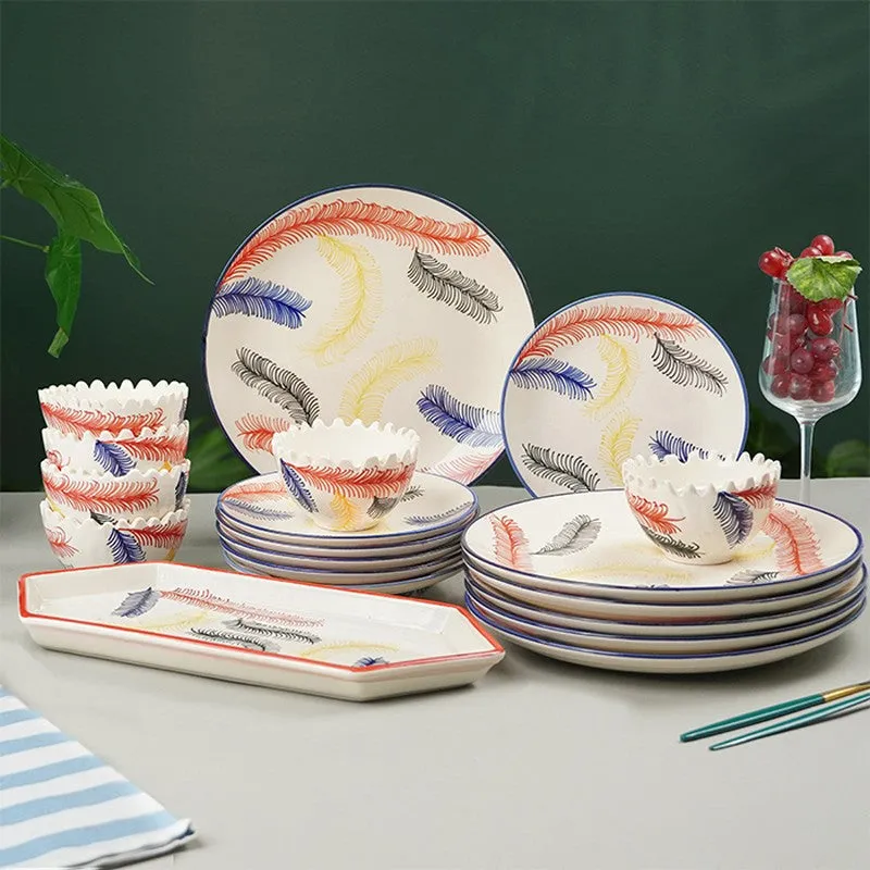 Multicolor Ceramic Dinner Set - 19 Piece Set media 1